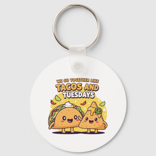 Kawaii Taco & Nacho | Vi passar ihop som Tacos Nyckelring (Framsida)