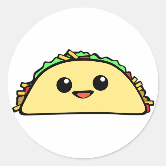 Kawaii Taco Runt Klistermärke (Framsida)