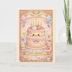Kawaii Tarot Födelsedag “Tårtan” Pastell söt Kort