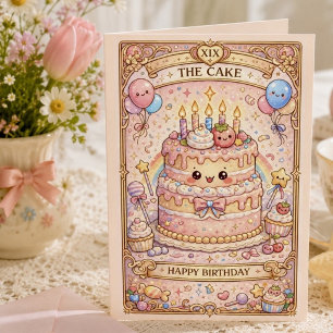 Kawaii Tarot Födelsedag “Tårtan” Pastell söt Kort