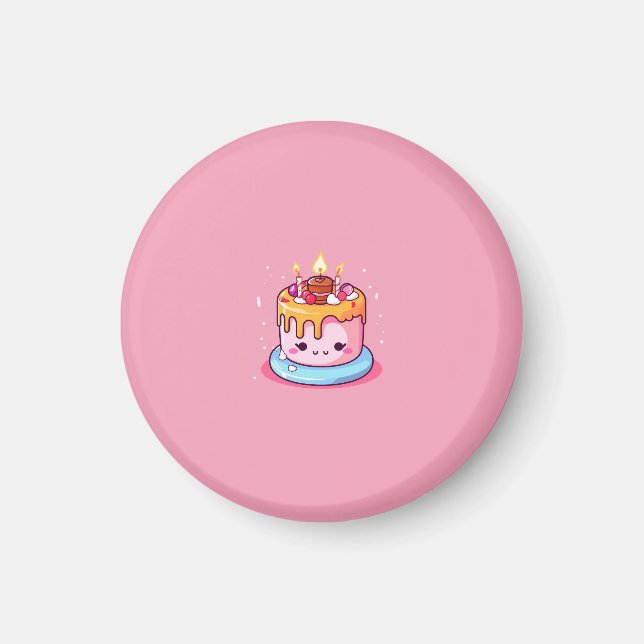 Kawaii tårta magnet rosa (Framsidan)