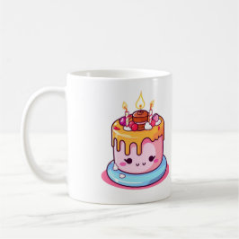 Kawaii tårta present, söt rund kaffemugg