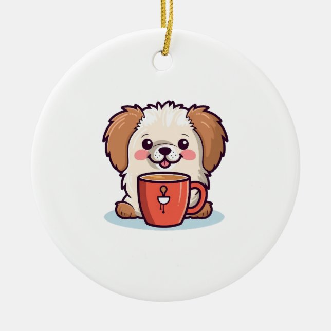 Kawaii Tassar Café Julgransprydnad Keramik (Framsidan)