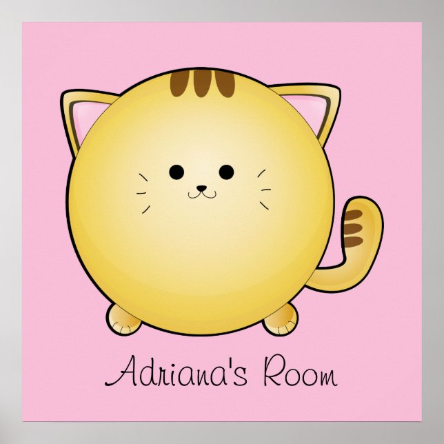 Kawaii Tecknad Cat Room Poster (Framsidan)