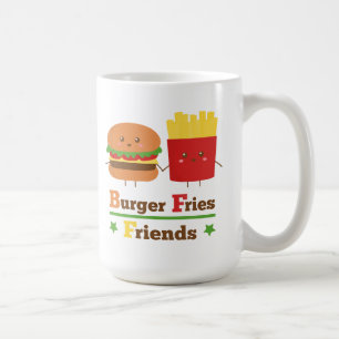 Kawaii Tecknad Hamburgare Pommes Friter Vänner BFF Kaffemugg