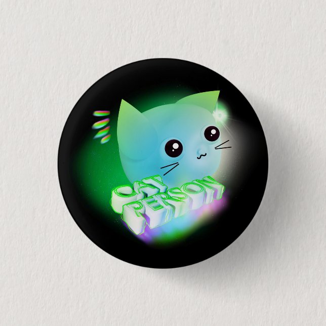 Kawaii Tecknad Kitten Button Knapp (Framsida)