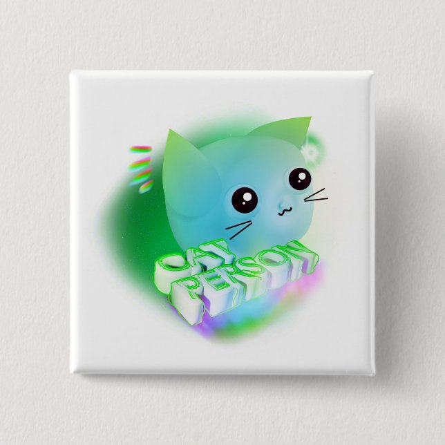 Kawaii Tecknad Kitten Knapp (Framsida)