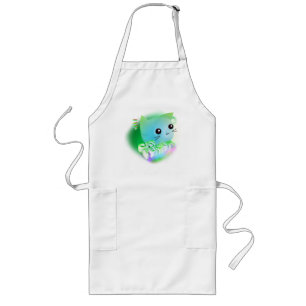 Kawaii Tecknad Kitten Långt Förkläde