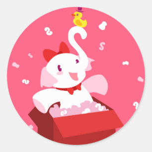 Kawaii Tecknad X-mas White Elephant Runt Klistermärke