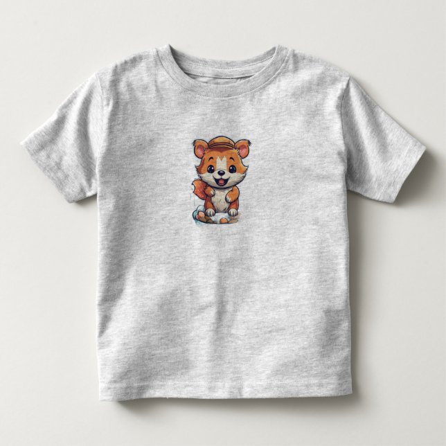 Kawaii Tecknade Djur Retro Splash Logotyp T Shirt (Framsida)