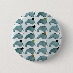 Kawaii tecknadGrunge Narwhals med hattar knäppas Knapp