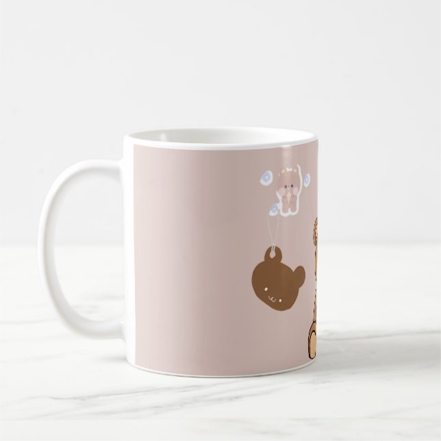 Kawaii Teddy Bear Illustration Kaffemugg (Vänster)