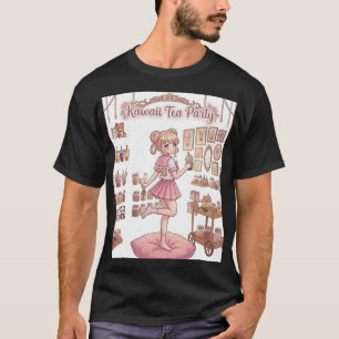 Kawaii Tekaffeparty Rosa Animeflicka Estetik T Shirt
