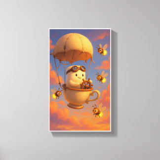 Kawaii Tekopp Balloon Wall Art med bin Canvastryck