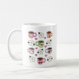 Kawaii tekopp och blommor kaffemugg