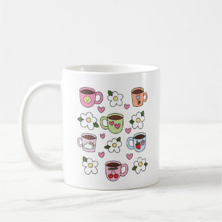 Kawaii tekopp och blommor kaffemugg