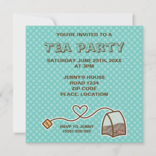 Kawaii Tekopp Tea Party Inbjudningar