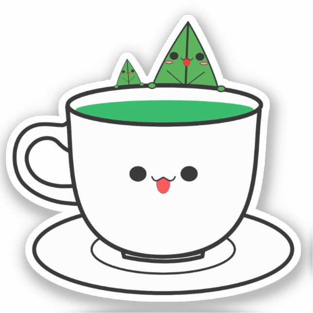 Kawaii tekopps vinyldekal klistermärken (Framsida)