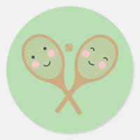 Kawaii Tennis Rackets Lycklig Ansikte Cute Brown