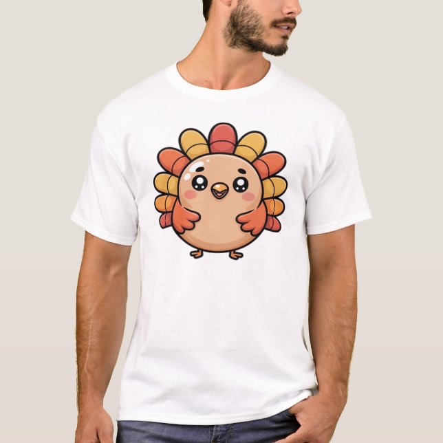 kawaii thanksgiving kalkon Classic T-Shirt (Framsida)
