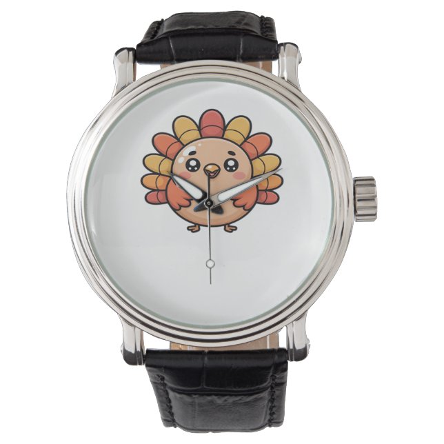Kawaii thanksgiving turkey Classic T-Shirt Armbandsur (Framsida)
