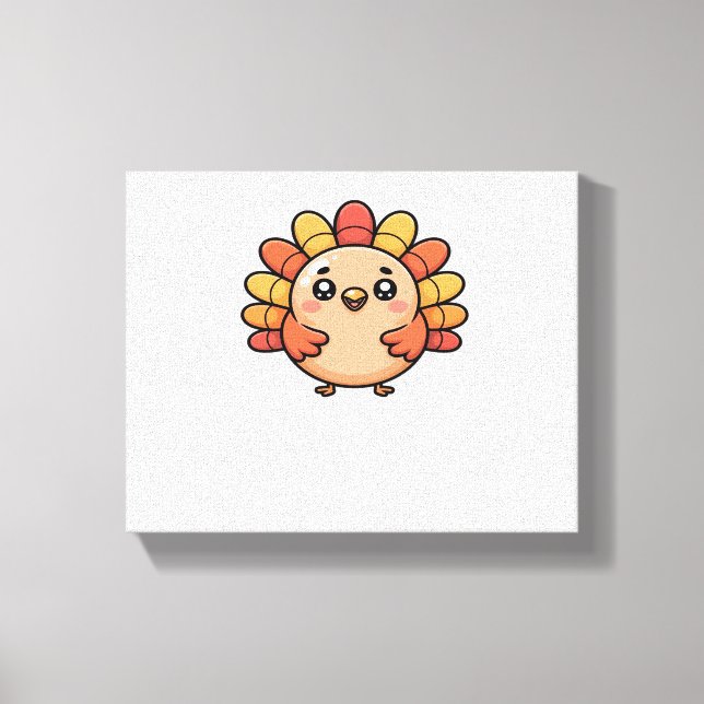Kawaii thanksgiving turkey Classic T-Shirt Canvastryck (Framsida)