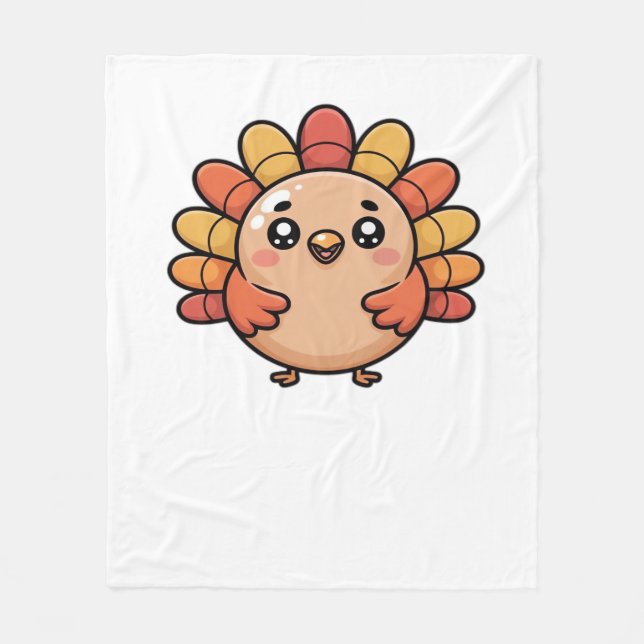 Kawaii thanksgiving turkey Classic T-Shirt Fleecefilt (Framsidan)