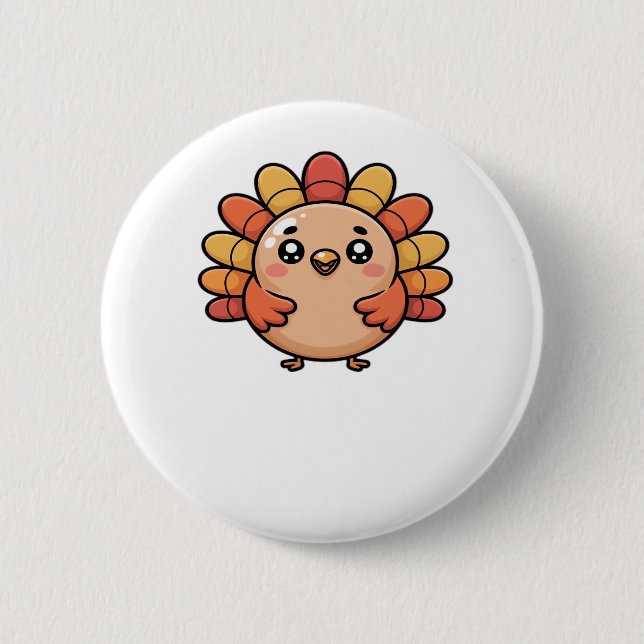 Kawaii thanksgiving turkey Classic T-Shirt Knapp (Framsida)