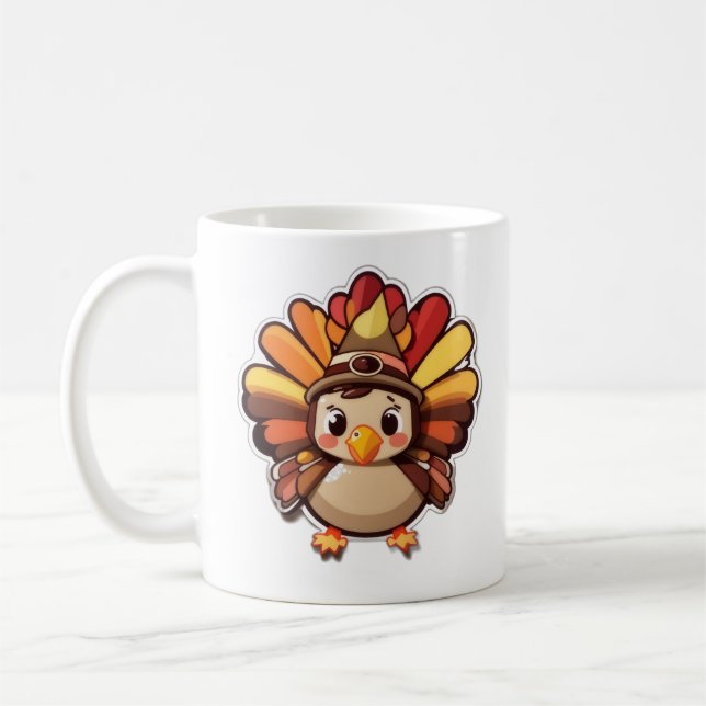 Kawaii Thanksgiving turkey Kaffemugg (Vänster)