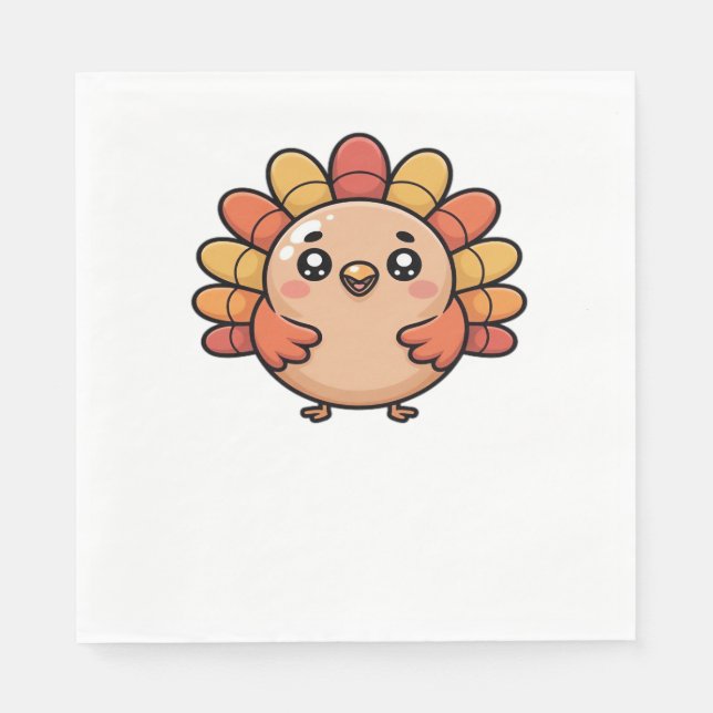 Kawaii thanksgiving turkey Oversized T-Shirt_1 Pappersservett (Framsidan)