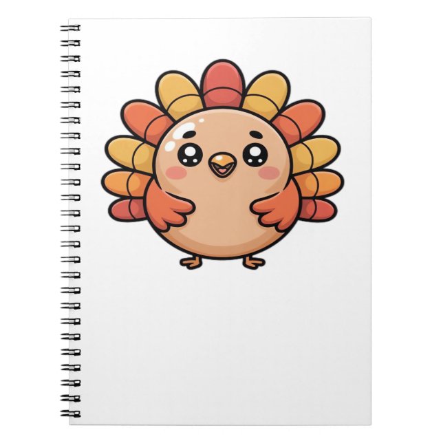 Kawaii thanksgiving turkey Oversized T-Shirt Anteckningsbok (Framsidan)