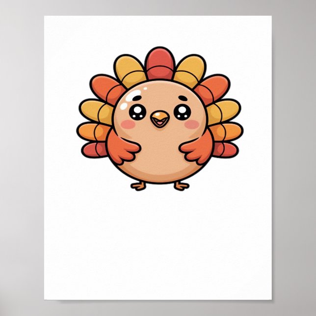 Kawaii thanksgiving turkey Oversized T-Shirt Poster (Framsidan)