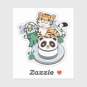 Kawaii Tiger, Amabie Yokai & Panda Cake Klistermärken
