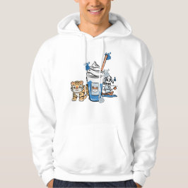 Kawaii Tiger, Blå Milkshake & Båtande Andemening Hoodie