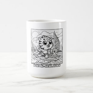 Kawaii Tiger Surfers at Burj Al Arab Tecknad Kaffemugg