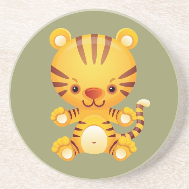 Kawaii tiger underlägg sandsten (Framsidan)