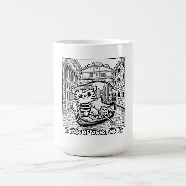 Kawaii Tiger vid Sighs Venedigbron Kaffemugg (Center)