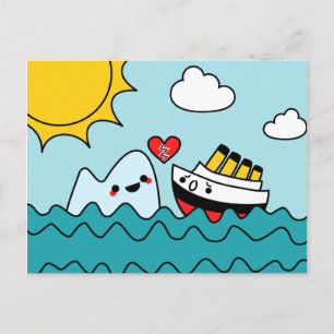 Kawaii Titanic Frakt Iceberg Heartbroke Postcard Vykort