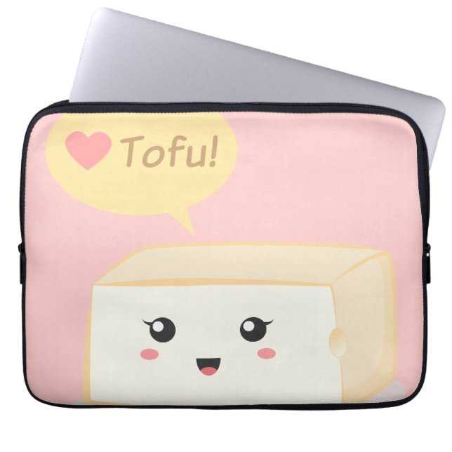 Kawaii tofu bad folk till kärlek tofu laptop fodral (Framsidan)