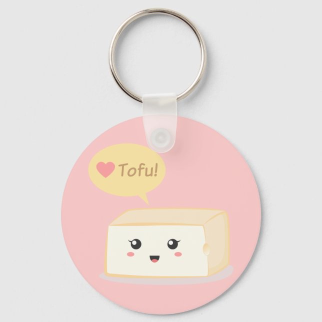 Kawaii-tofu ber människor att älska tofu nyckelring (Framsida)