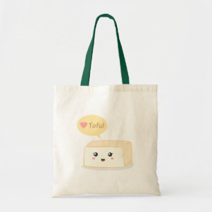 Kawaii-tofu ber människor att älska tofu tygkasse