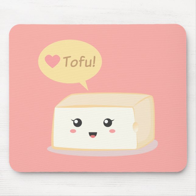 Kawaii tofu som frågar folk att älska tofuen musmatta (Framsidan)