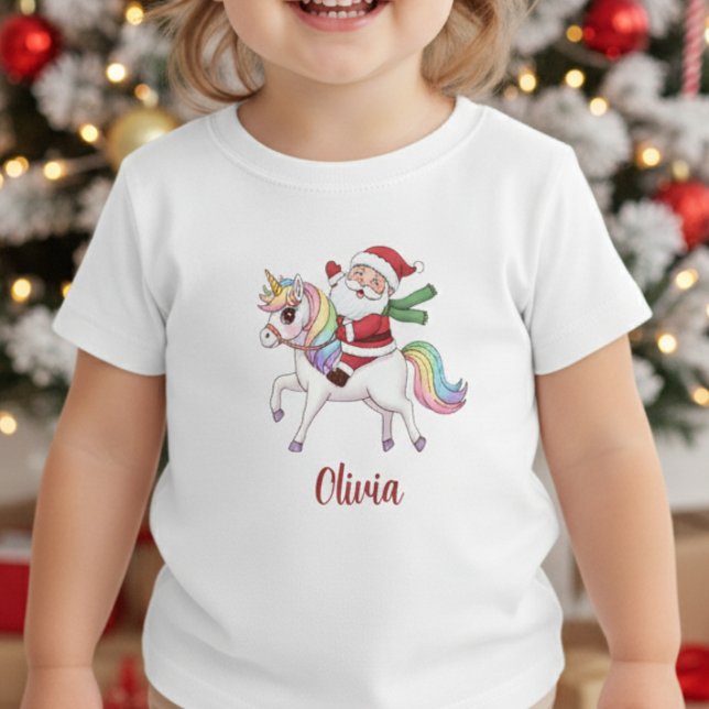 Kawaii Tomte Ridning Regnbåge Enhörning T Shirt (Skapare uppladdad)