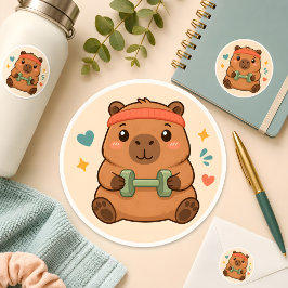 Kawaii Träningsdekal för Capybara Gym Motivation Runt Klistermärke