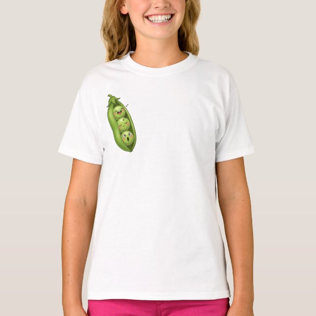 Kawaii Tre Ärter i en Bälg Barn T Shirt (Framsida)