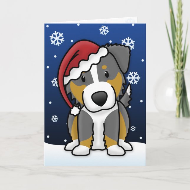 Kawaii Tri Australian shepherd julkort Helgkort (Framsida)