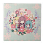 Kawaii Trio - Cute Anime Girls & Blommigt Vibes Kakelplatta<br><div class="desc">Minnet av vänskapens charm och självgodhet med den här fina teckningen av tre animerade flickor omgivna av blommande blommor. Med mjuk pastel färg och en hjärtslitande vibe blandas kawaii-kulturen med blommigtens skönhet - perfekt för fläkt av anime, chibikonst och mysigt estetik. Ett underbart val för T-shirts, klistermärken, tote bags m.m.!...</div>