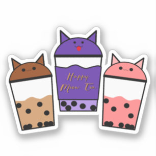 Kawaii Trio Meow Tea Vinyl Klistermärke Klistermärken