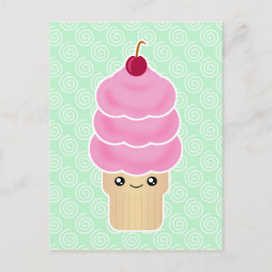 Kawaii triple scoop glass vykort