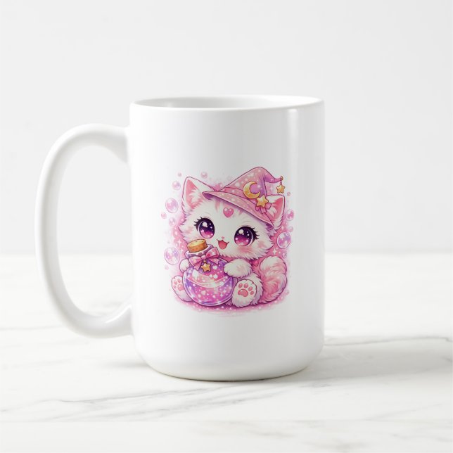 Kawaii Trolldrycks Häx Kitty Kaffemugg (Vänster)